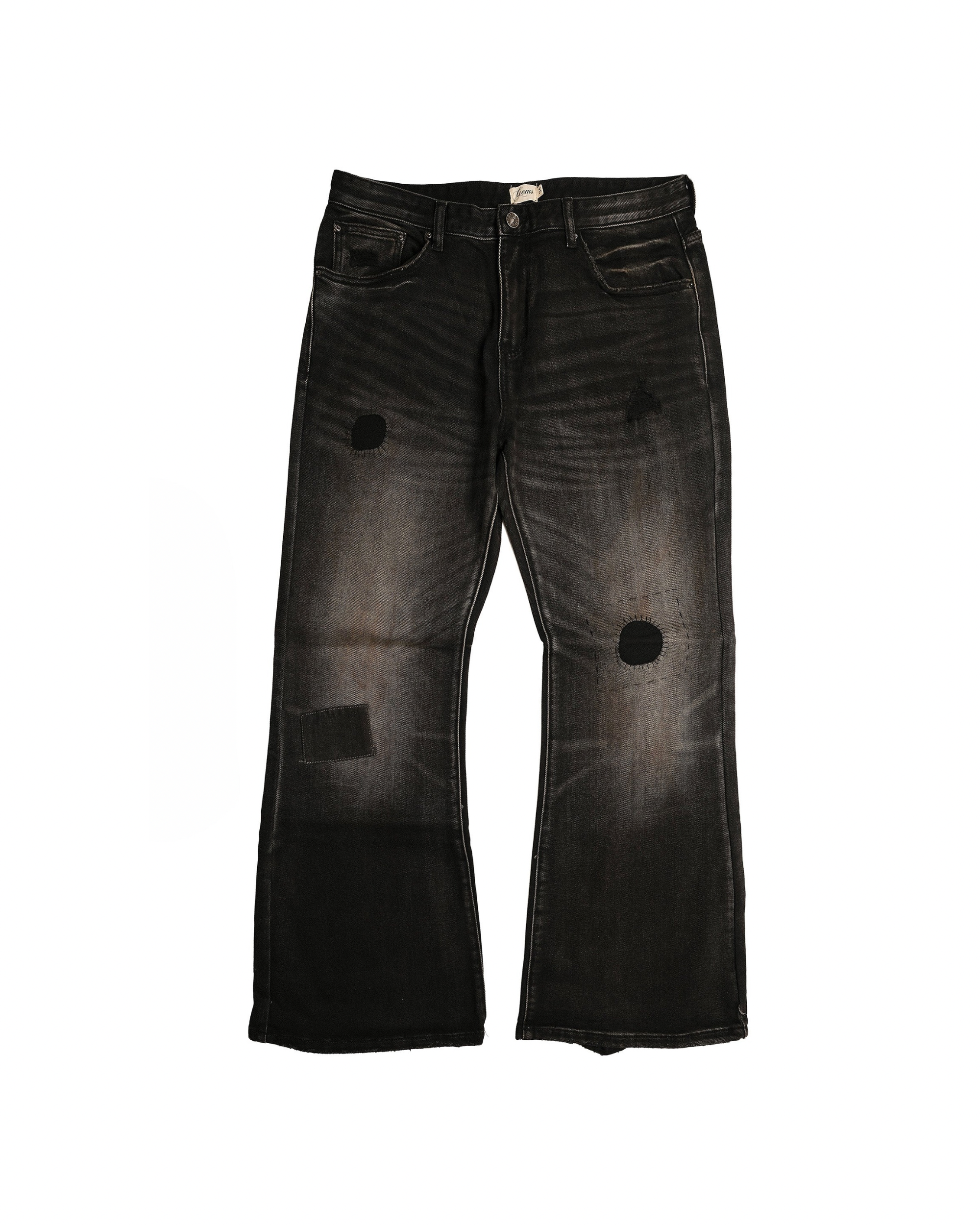 SHIKITARI PATCHWORK FLARE DENIM, hemmed 7cm