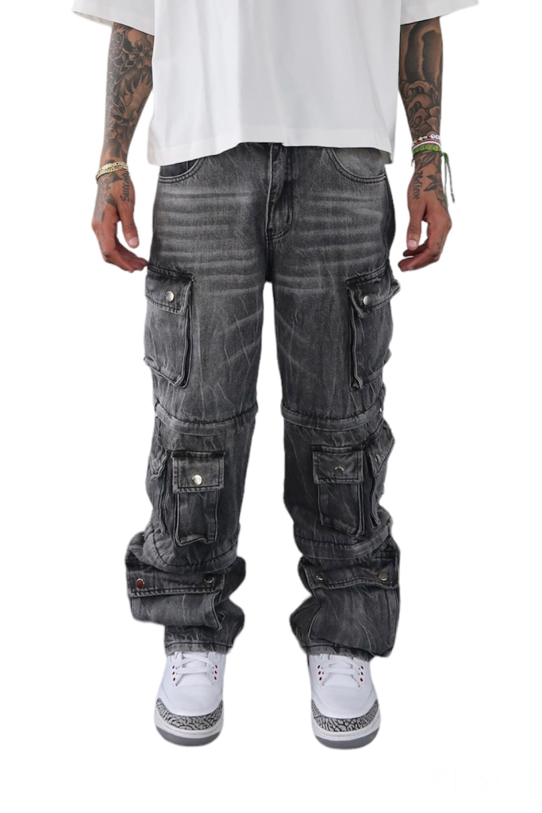 Black Denim Cargos