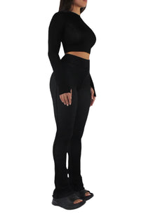 Ribbed Knit Stretch Pants