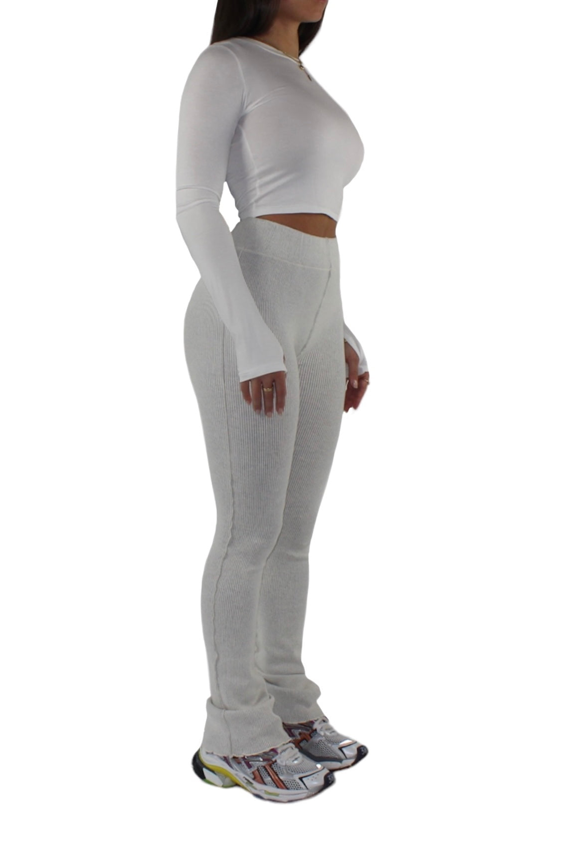 Ribbed Knit Stretch Pants